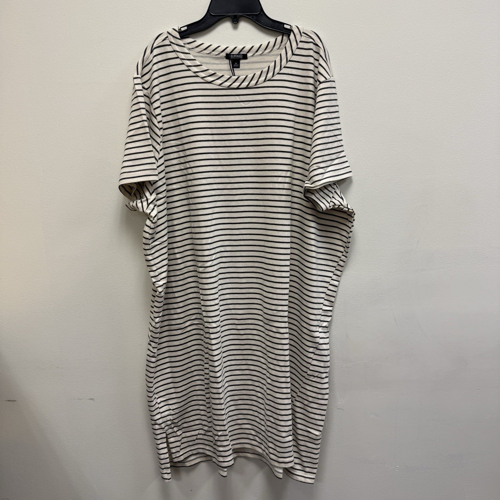 Black Stripe Cotton Dress Buffalo David Bitton  2X Knit Hi Low Hem Casual NWT - Picture 3 of 12